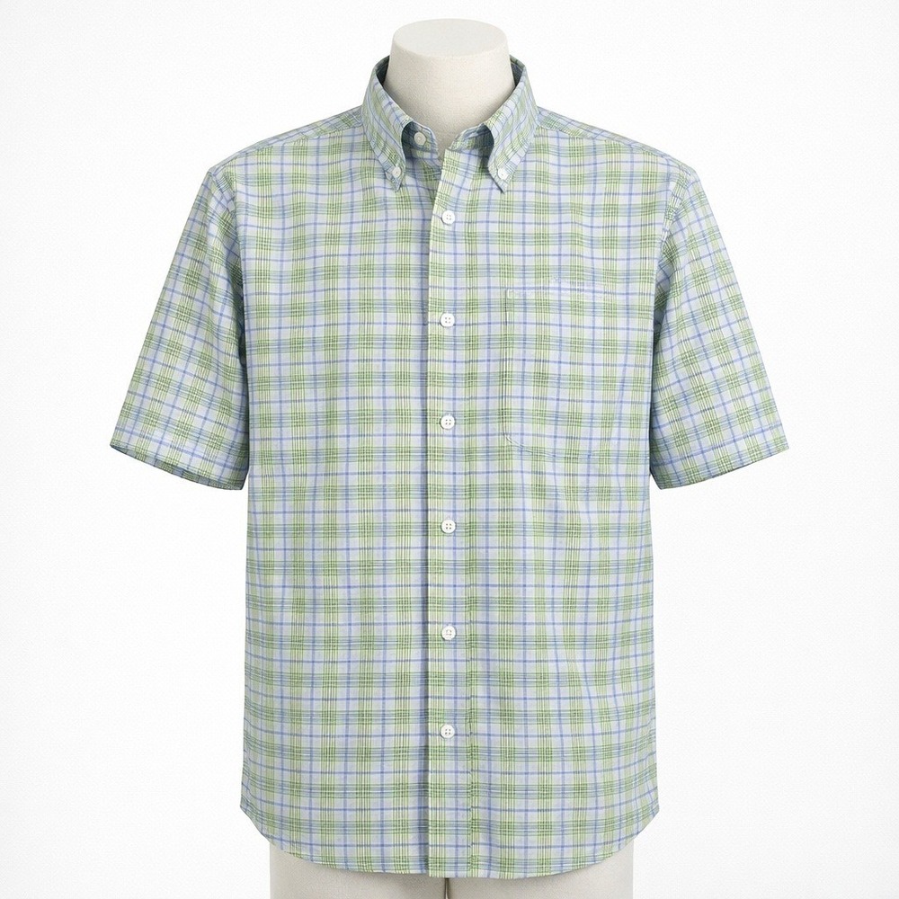 Brooks Brothers Supima Cotton Mens S‎ Plaid Short Sleeve Button Down Shirt Blue